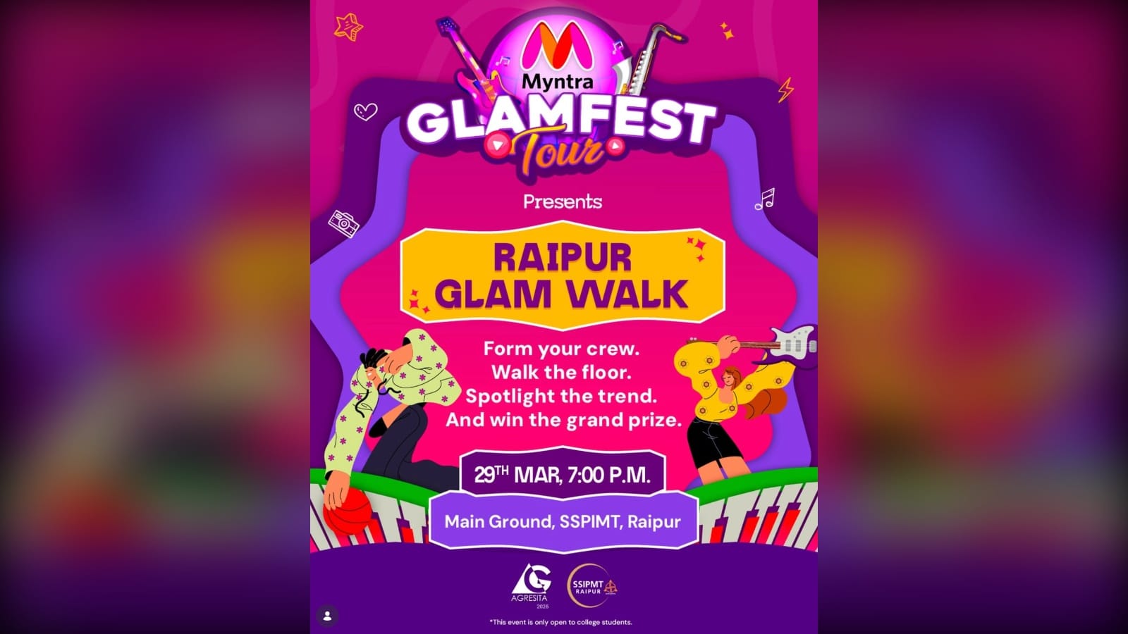 Raipur Glam Walk - Myntra Glamfest - Only For College Students